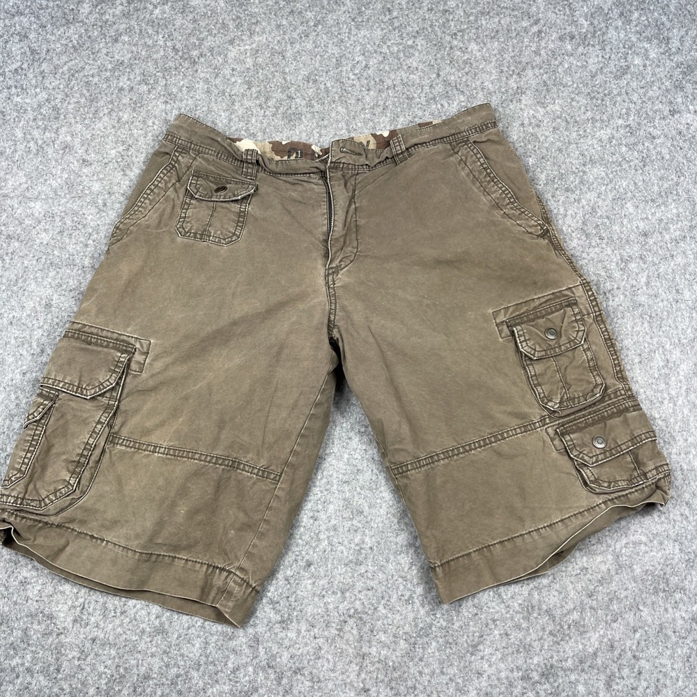 Old Navy Y2K Loose Cargo Shorts Mens 33 Brown Baggy Heavy‎ Cotton Military 12"